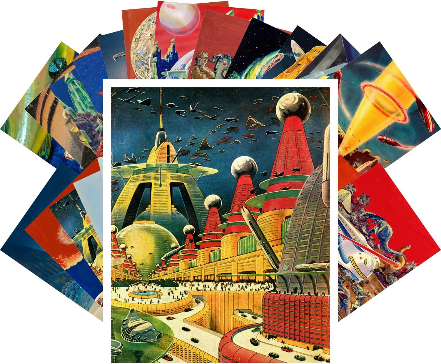 Vintage PostCards 24 pcs Vintage SciFi Comic Futuristic Art Magazine Magazine Covers